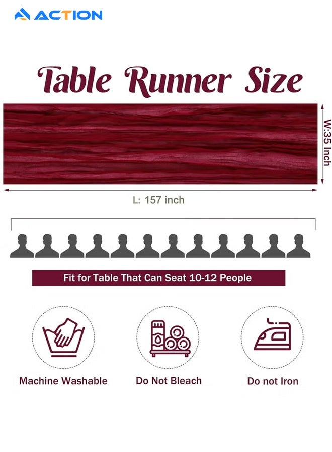 ACTION Cheesecloth Table Runner  Boho Rustic Gauze 90×400cm Cheesecloth Runner for Wedding Party Baby Shower Birthday Home Decor Holiday Decorations（Burgundy） - Image 5